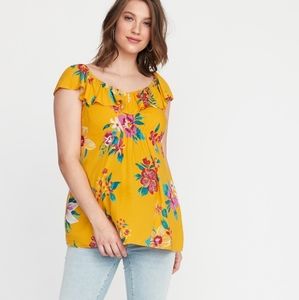 OLD NAVY maternity yellow floral V-neck blouse